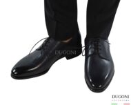 Derby sfilata in pelle blu </br> <span>-lavorazione blake- </span></br> U435 Calzature uomo