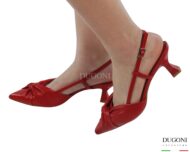 Slingback nodo in pelle rossa  <br/>D1877 COLLEZIONE SPOSA