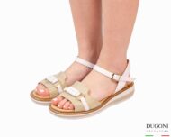 Sandalo zeppa in pelle bianca e rafia  </br> D1883 Sandali bassi