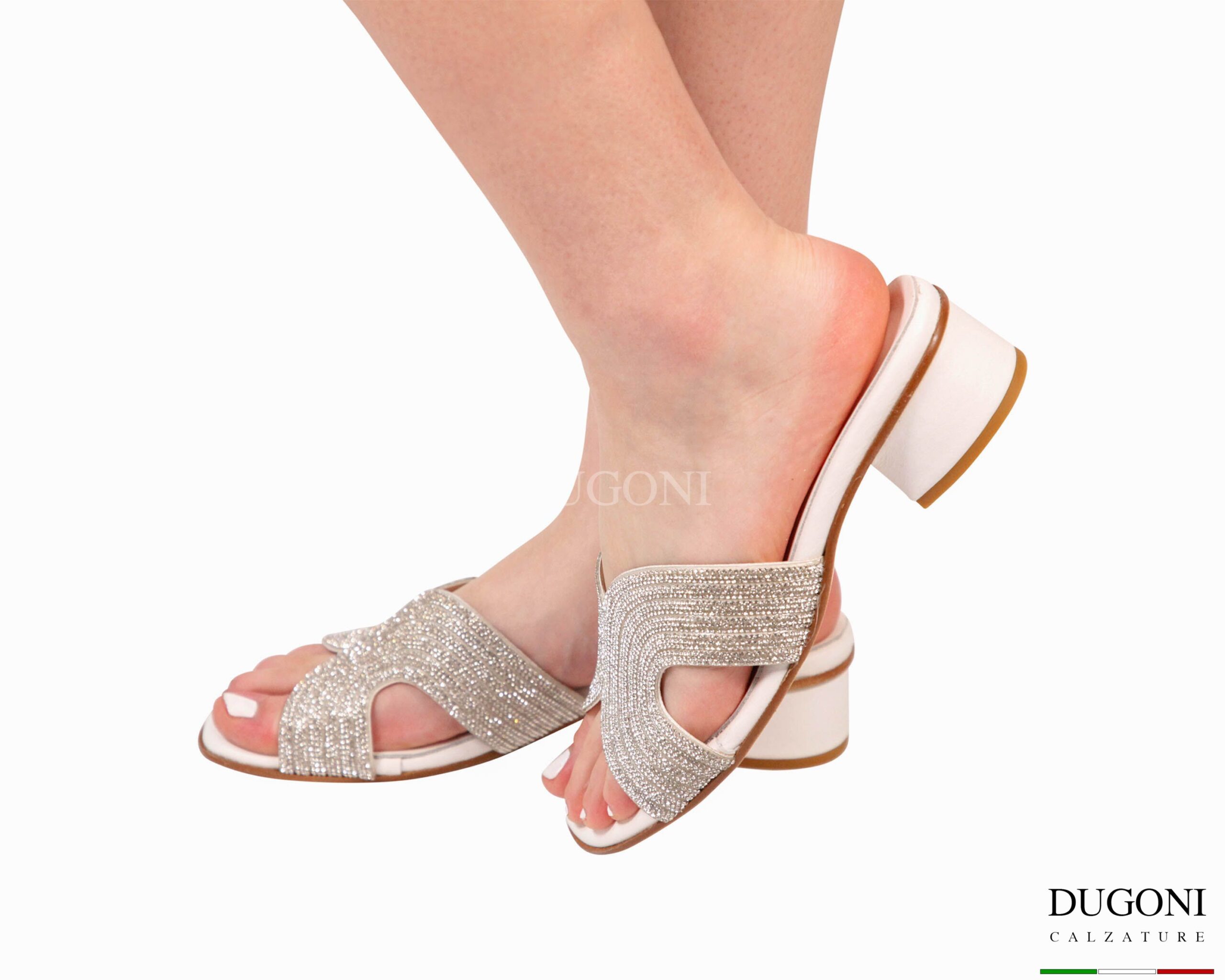 Ciabattina strass argento </br> D1907 COLLEZIONE SPOSA