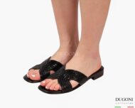 Ciabattina strass nero </br> D1908 Sandali bassi