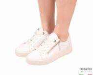 Sneakers zip in pelle bianca  DLSport  </br> D1882 Scarpe donna