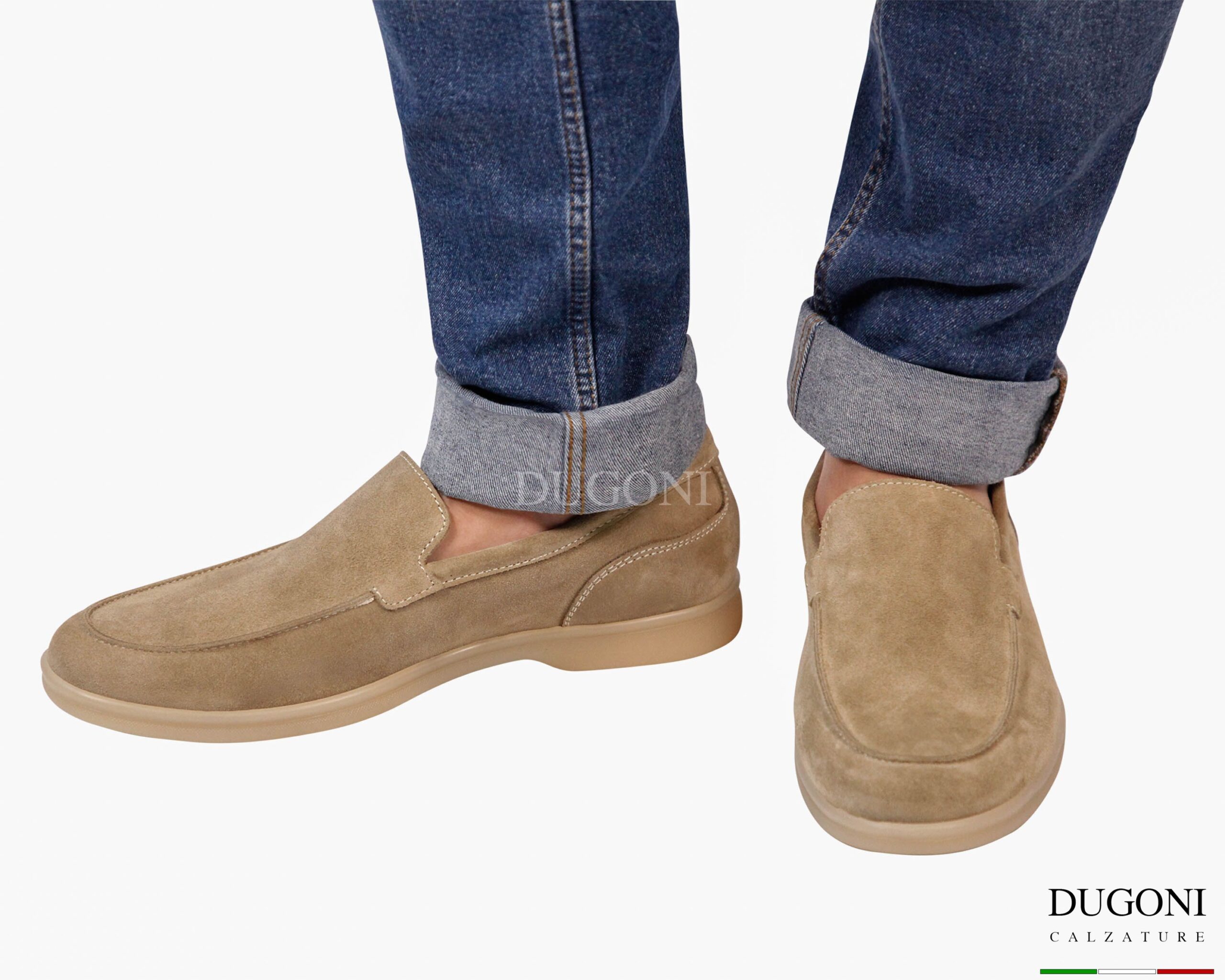 Mocassino ultraleggero scamosciato sabbia_DUGONI </br> U455 Calzature uomo
