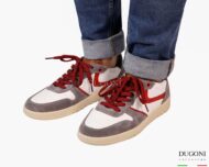Sneakers  bianca&grigia con lacci bordeaux _ DUGONI </br>U447 Calzature uomo