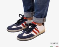 Sneakers bianco&blu con lacci blu_ DUGONI </br>U449 Calzature uomo