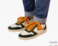 Sneakers beige&verde con lacci arancio_ DUGONI </br>U446 Calzature uomo