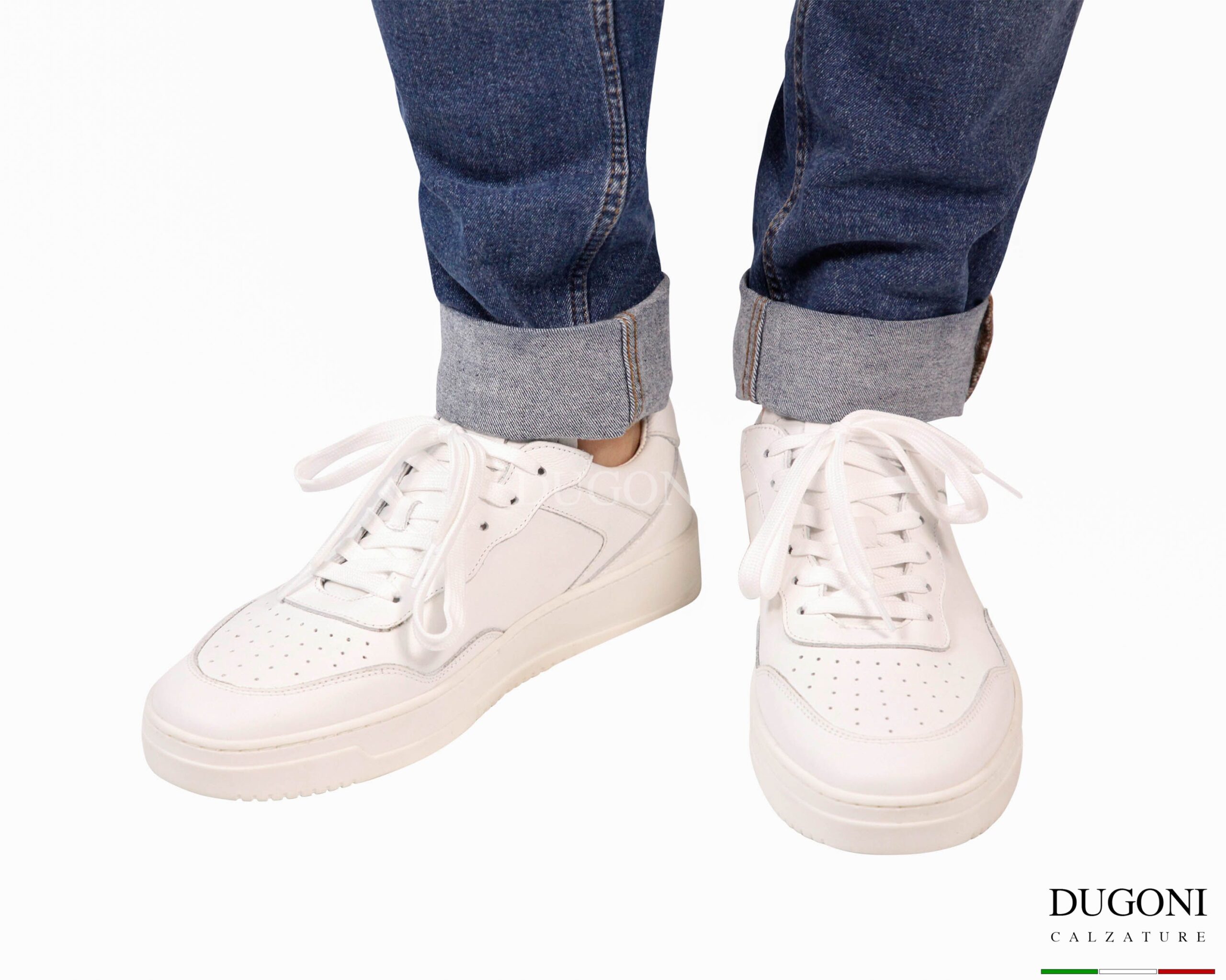 Sneakers in pelle bianca_ DUGONI </br>U452 Calzature uomo