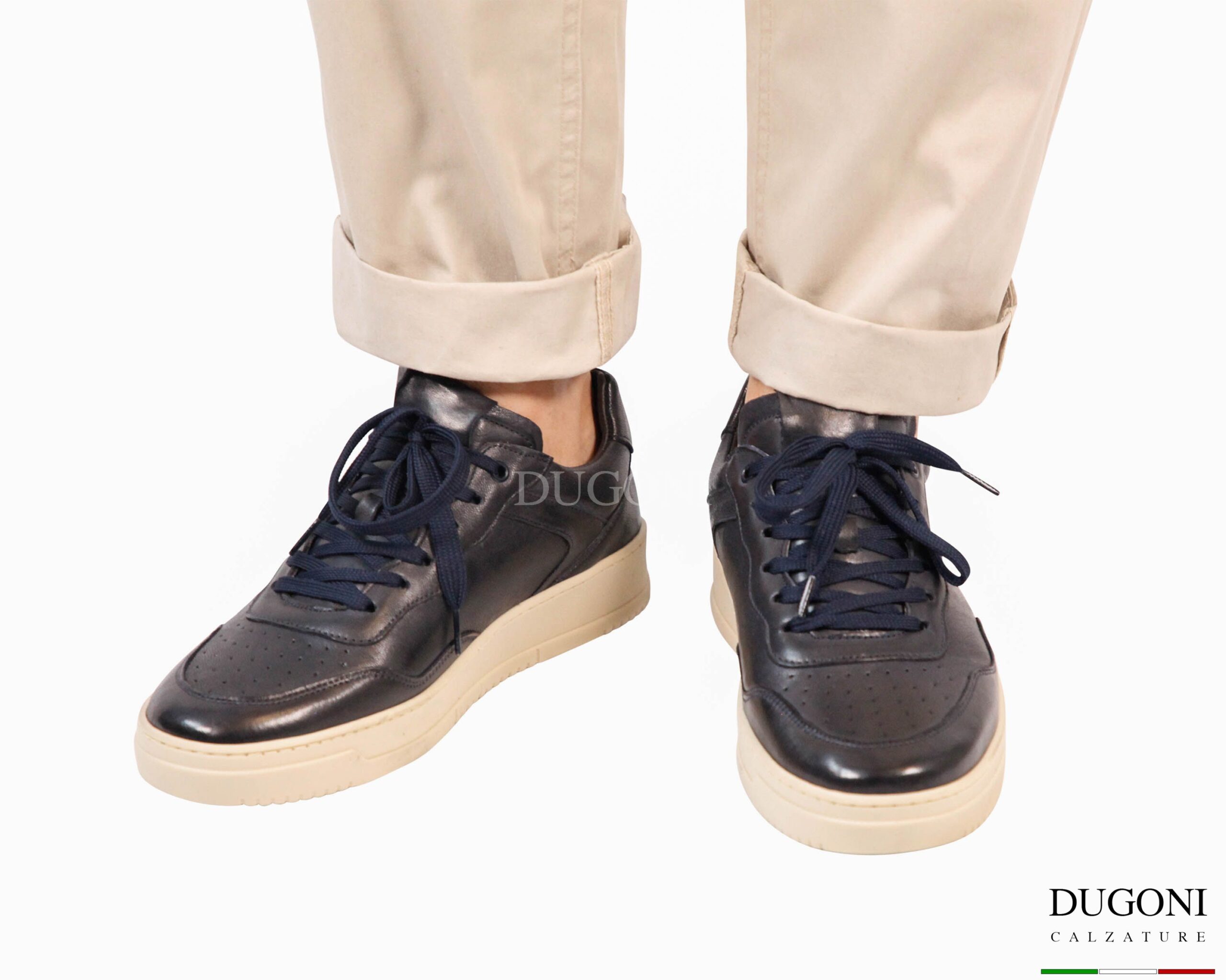 Sneakers in pelle blu_ DUGONI </br>U451 Calzature uomo