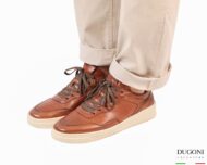 Sneakers in pelle marrone cuoio_ DUGONI </br>U450 Calzature uomo
