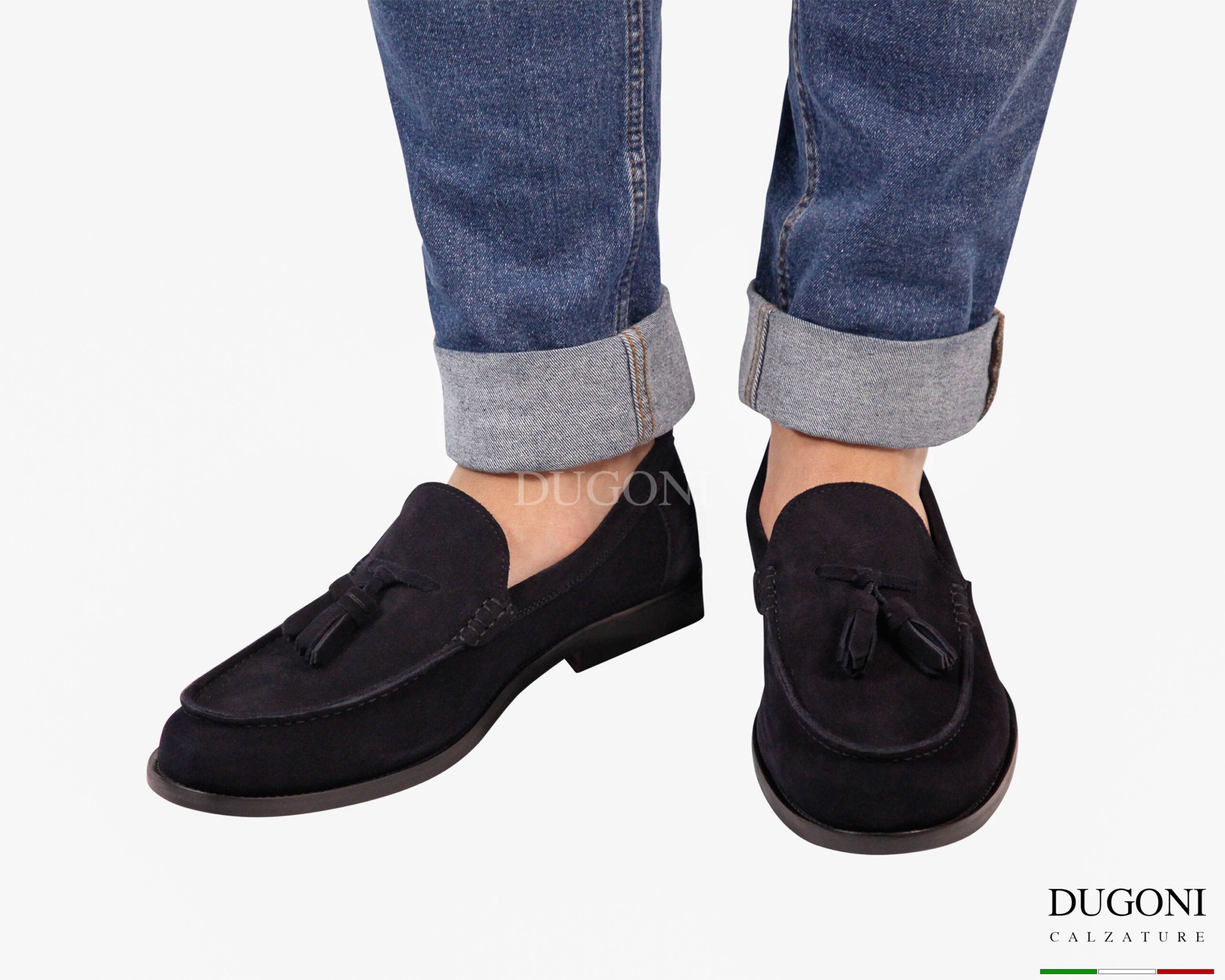 Mocassino in vitello rovesciato blu   _ LIVERPOOL </br> U443 Calzature uomo