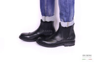 Stivaletto in pelle nero con elastici _BRECOS </br> U227 Calzature uomo