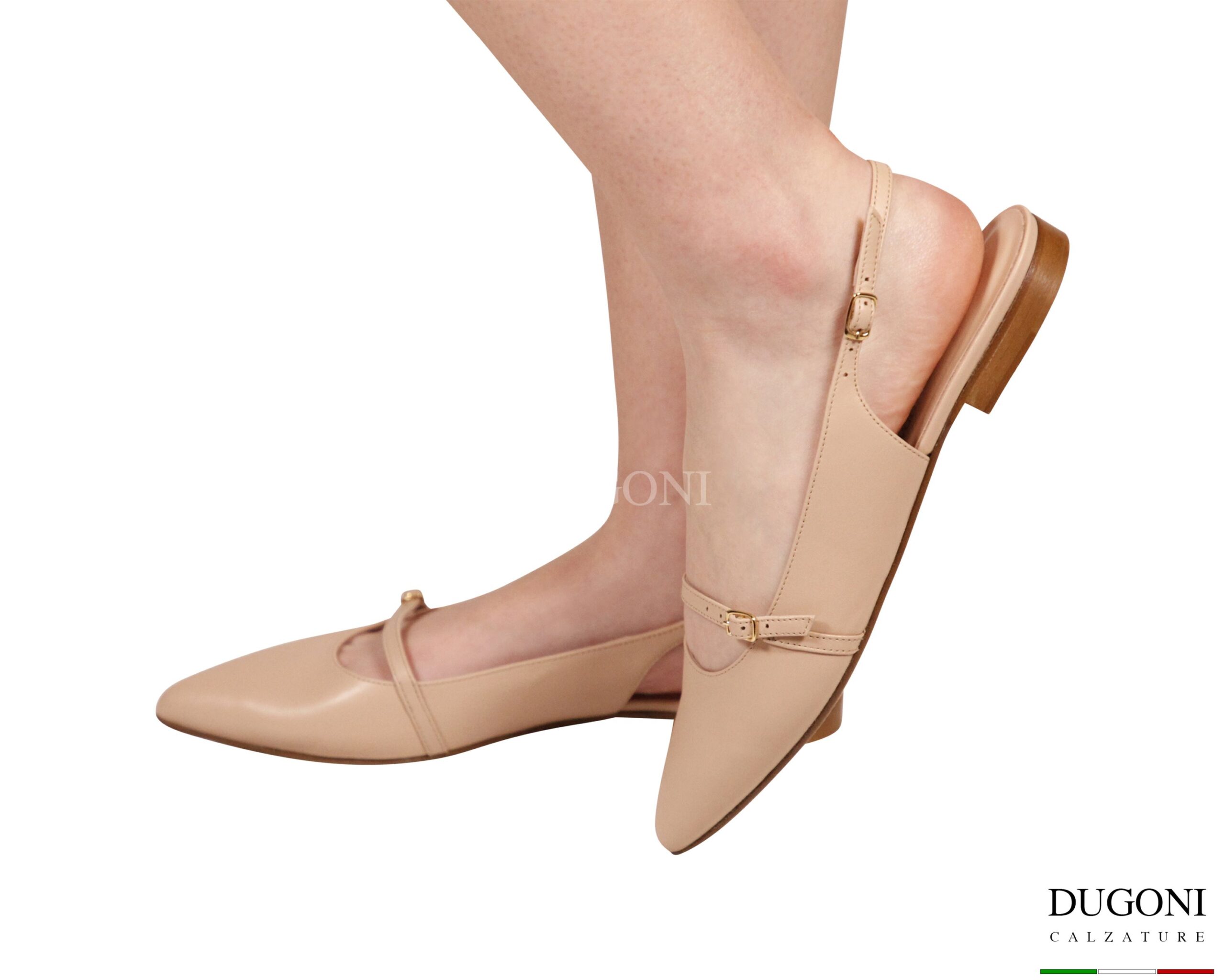 Sligback flat in pelle cipria  con fascetta </br> D1928 Scarpe donna